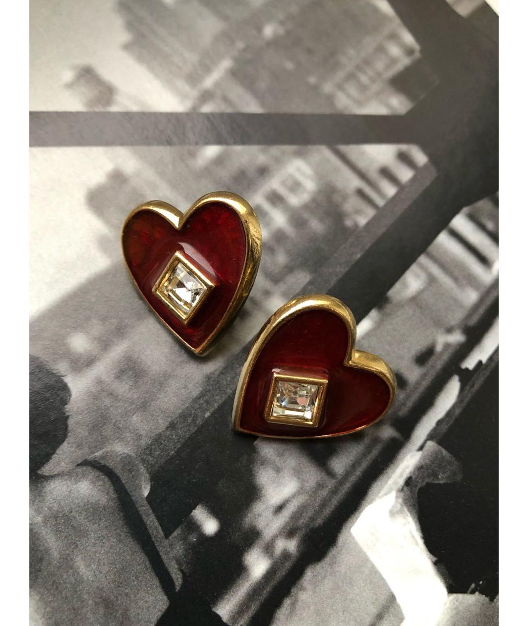 SAINT LAURENT Красные металлические серьги, фото 4