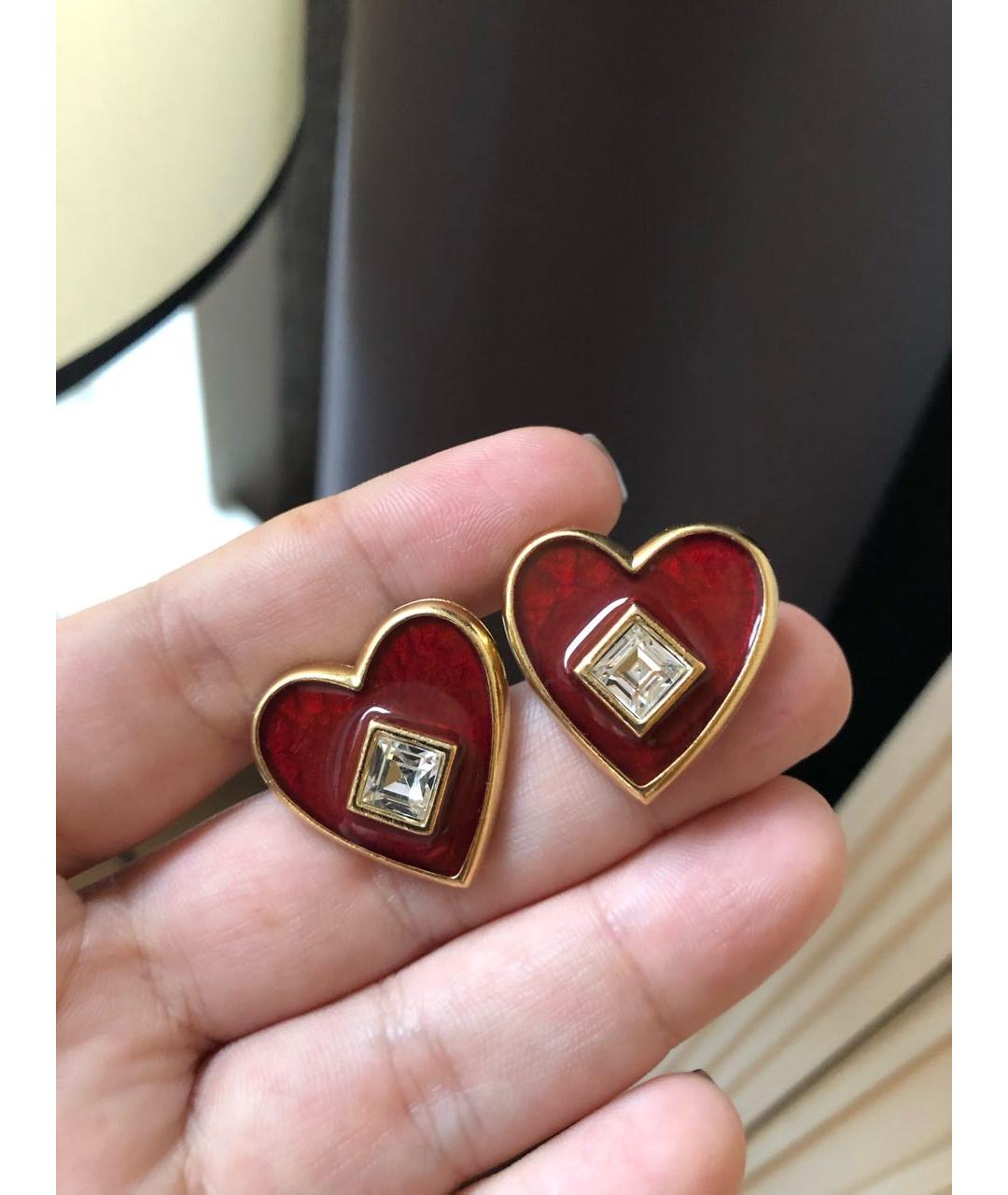 SAINT LAURENT Красные металлические серьги, фото 2