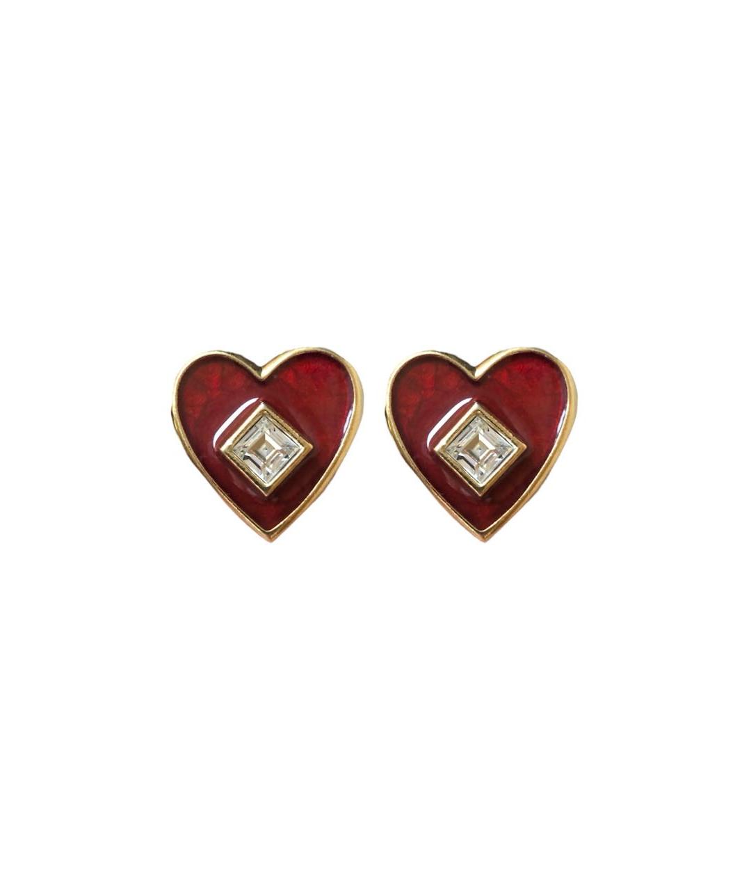 SAINT LAURENT Красные металлические серьги, фото 1