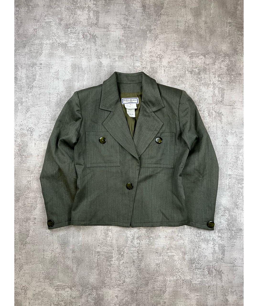 SAINT LAURENT Зеленый шерстяной жакет/пиджак, фото 3