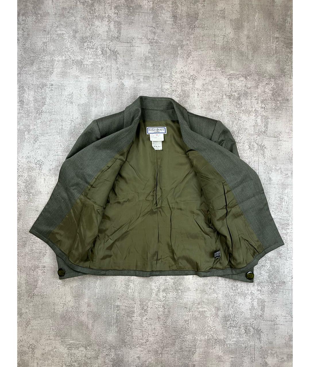 SAINT LAURENT Зеленый шерстяной жакет/пиджак, фото 2