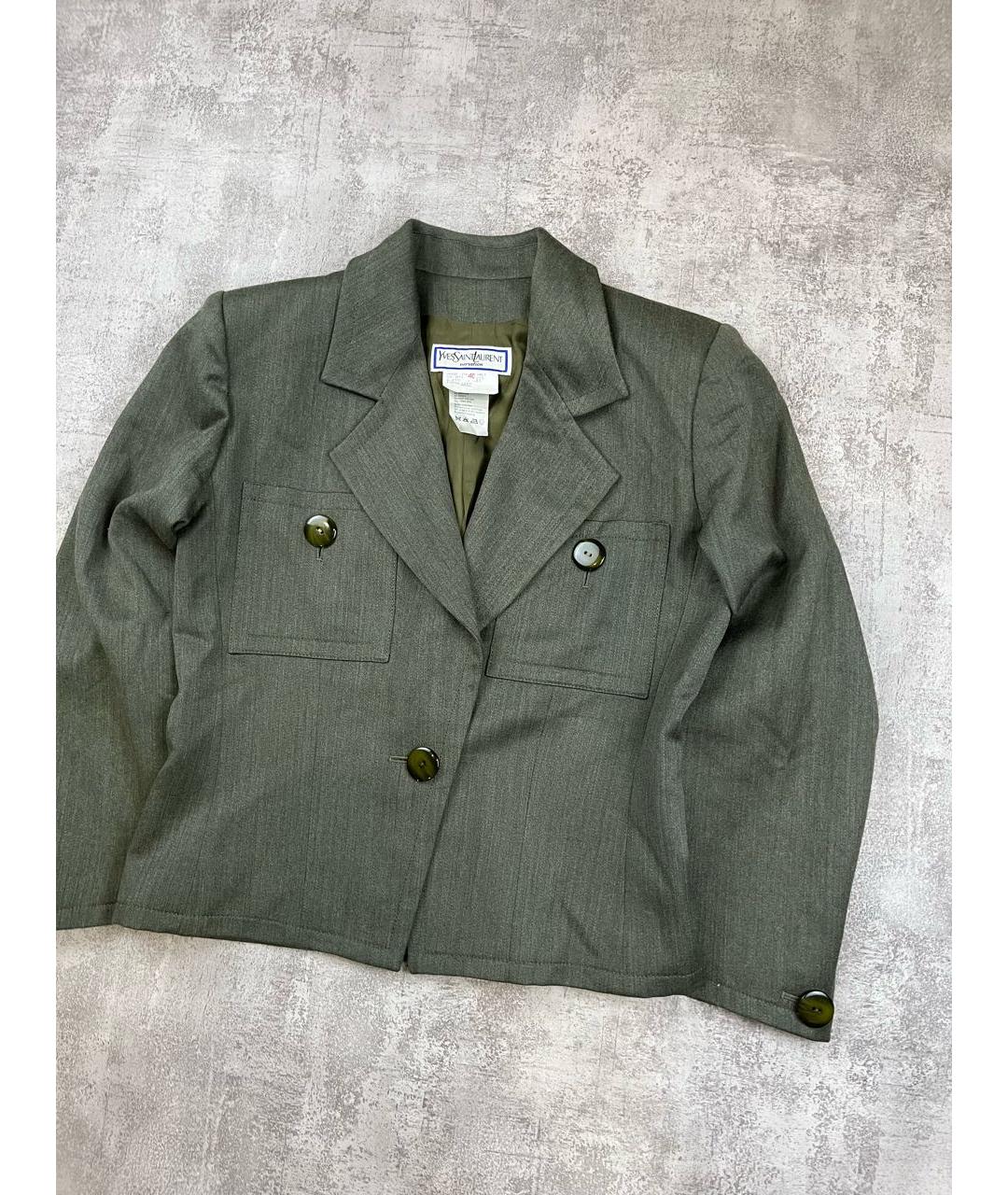 SAINT LAURENT Зеленый шерстяной жакет/пиджак, фото 5