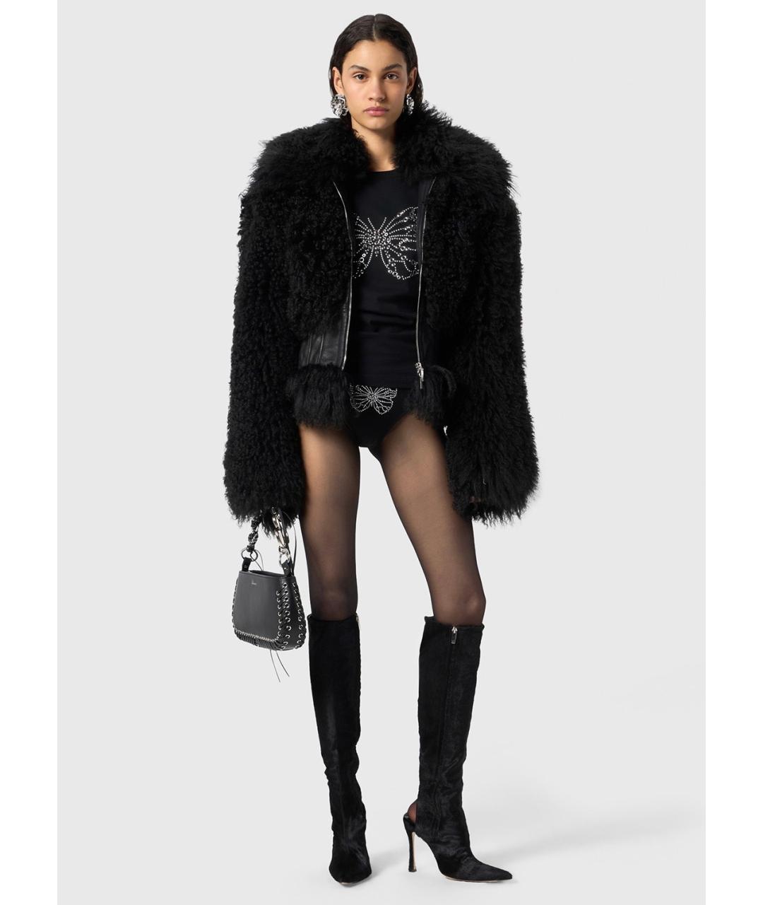 BLUMARINE Черная меховая шуба, фото 8