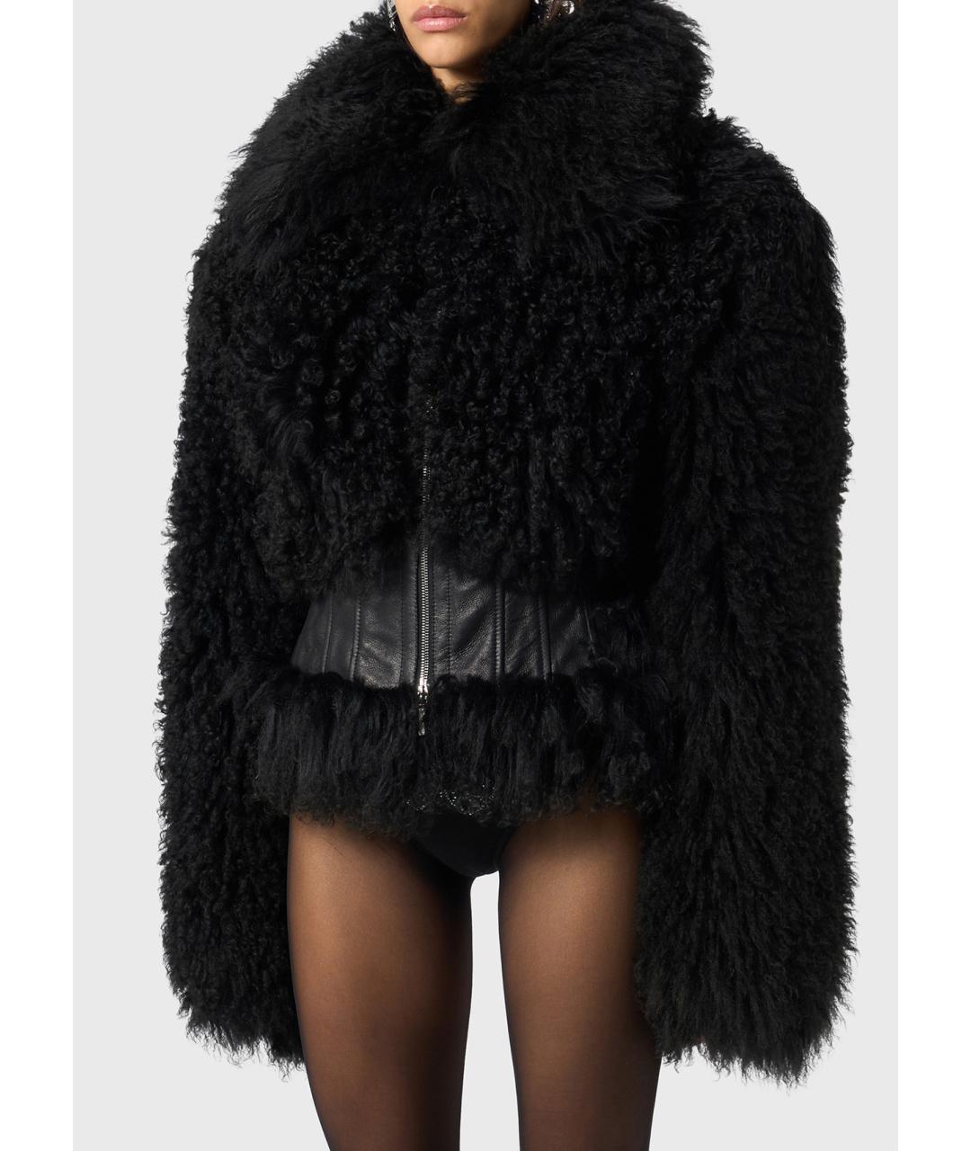 BLUMARINE Черная меховая шуба, фото 5