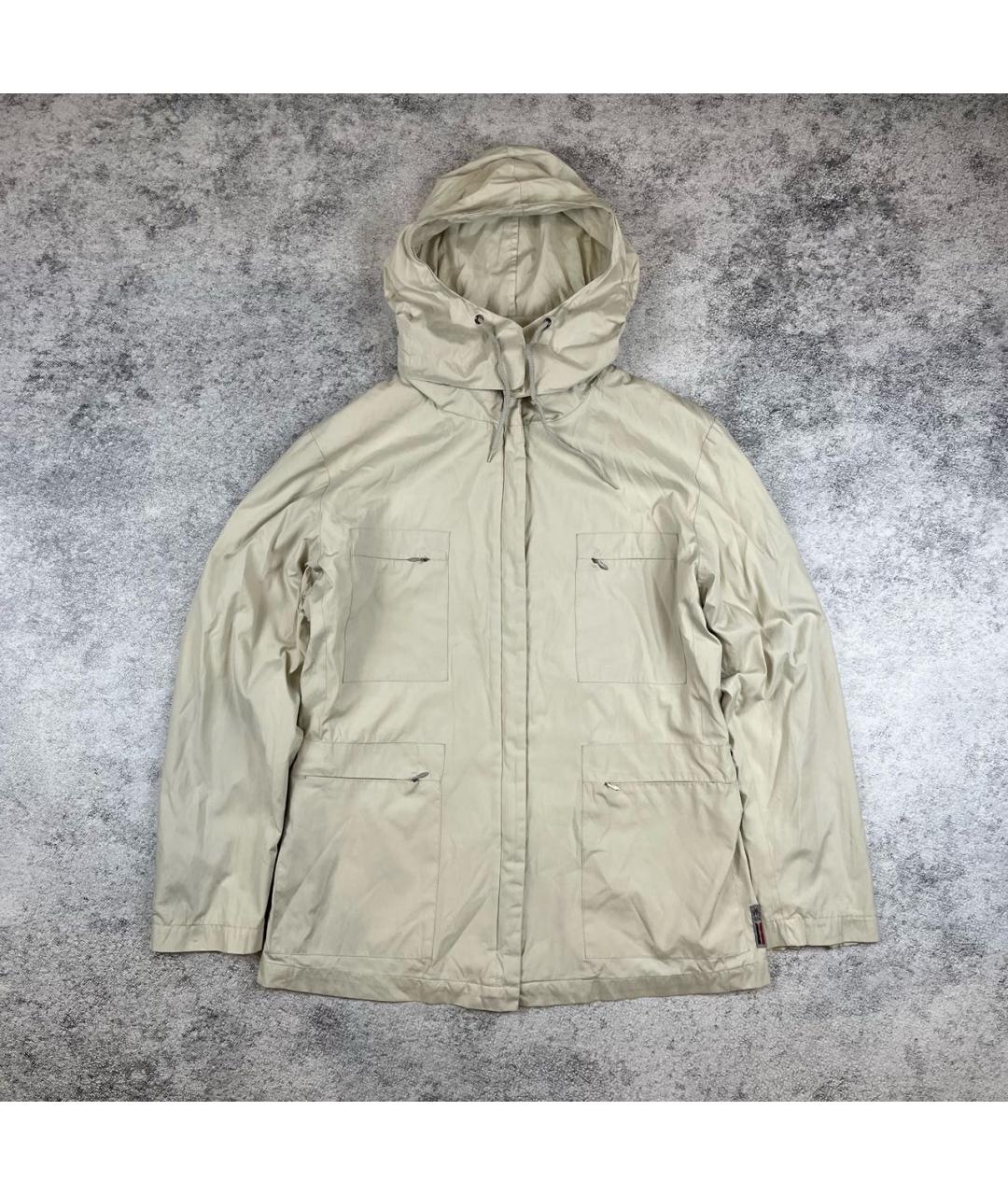 MONCLER Бежевый полиэстеровый тренч/плащ, фото 7