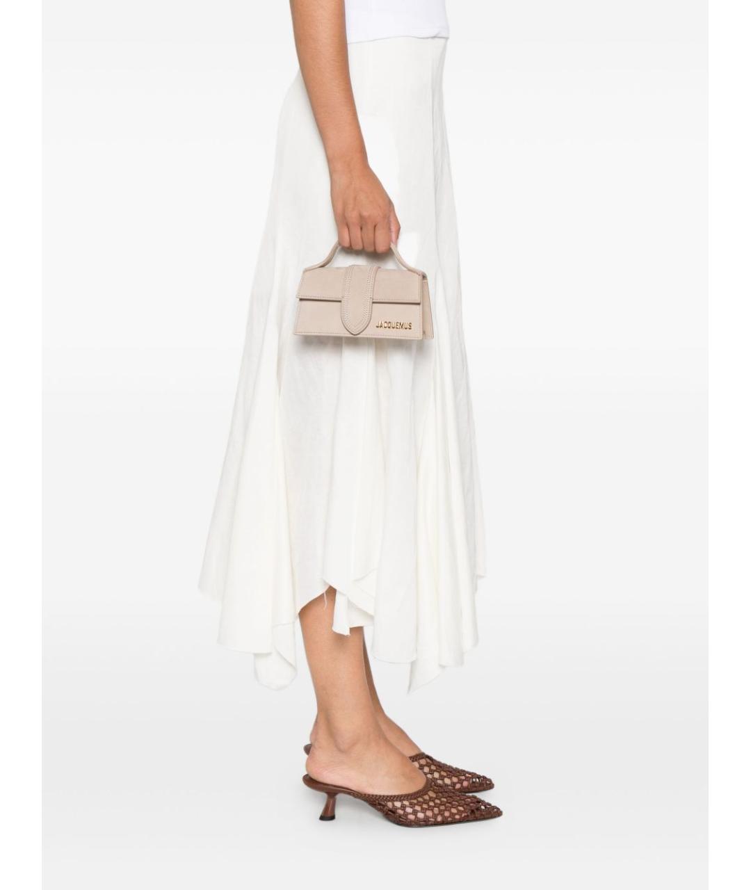 JACQUEMUS Бежевая кожаная сумка через плечо, фото 4