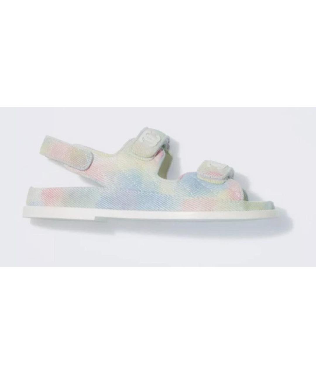 CHANEL Мульти текстильные сандалии, фото 6