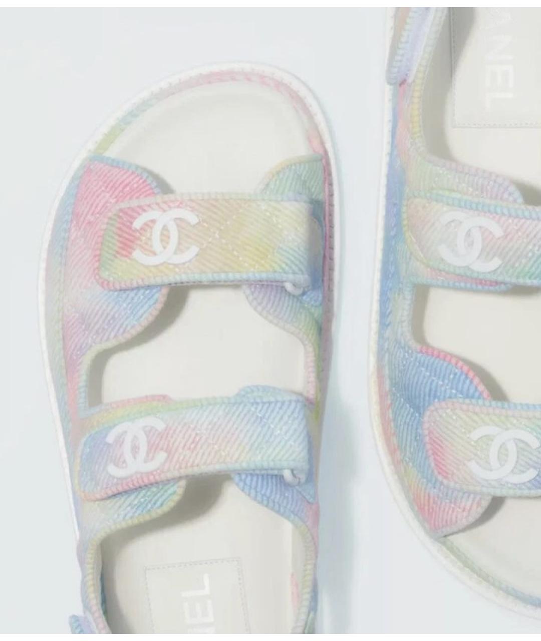 CHANEL Мульти текстильные сандалии, фото 7