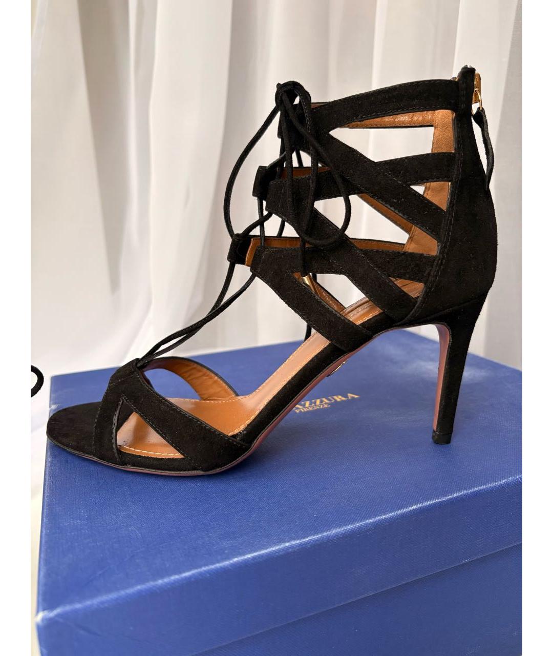 AQUAZZURA Черные замшевые босоножки, фото 9