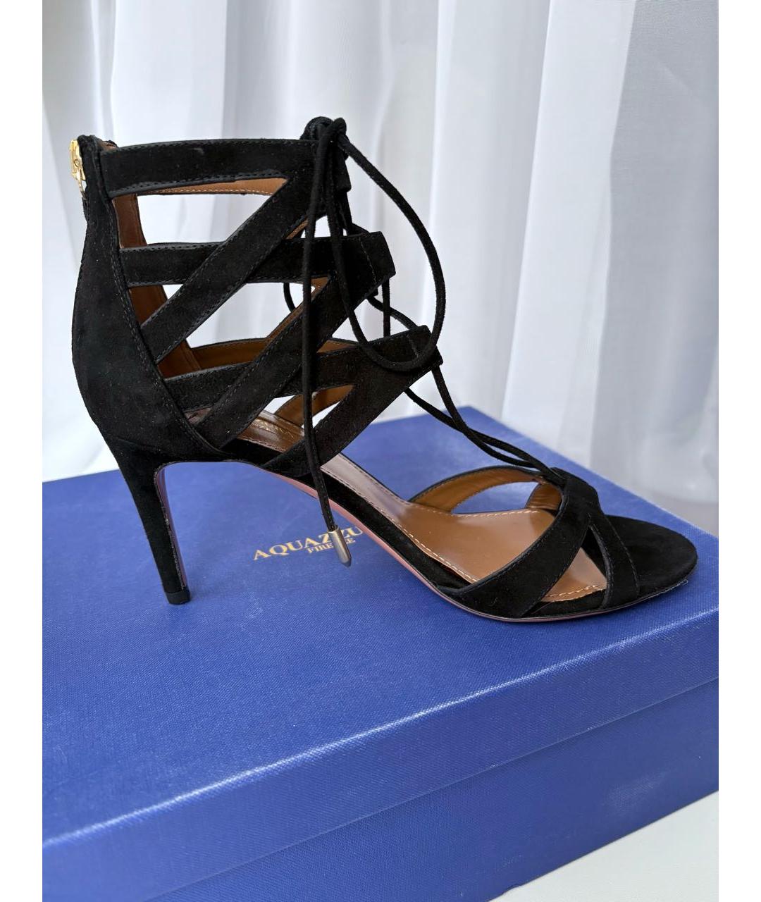 AQUAZZURA Черные замшевые босоножки, фото 4