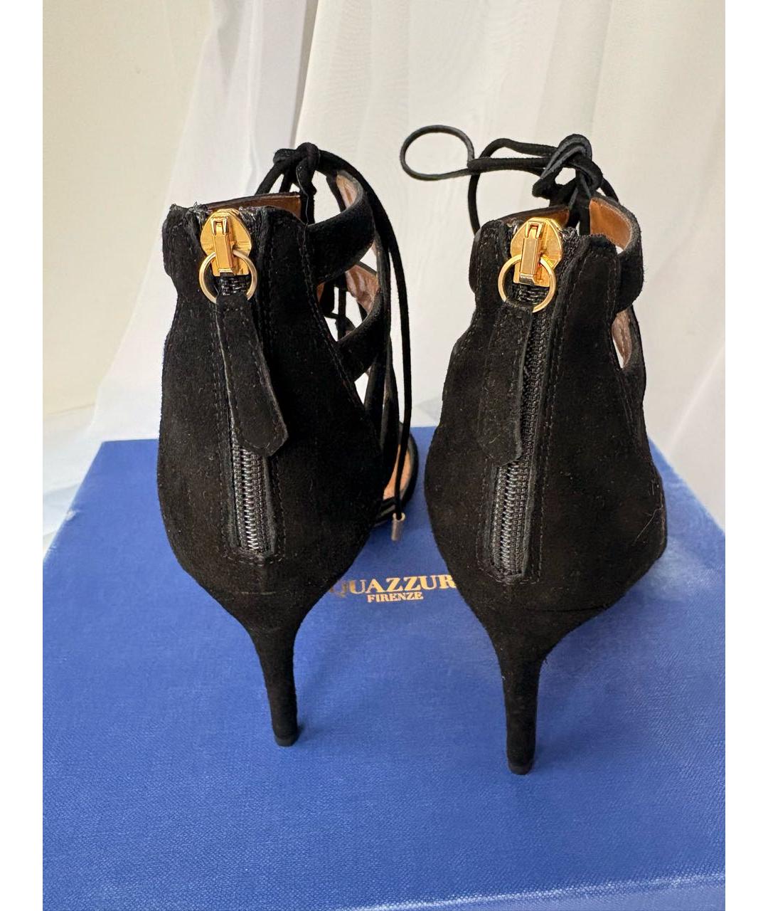 AQUAZZURA Черные замшевые босоножки, фото 5