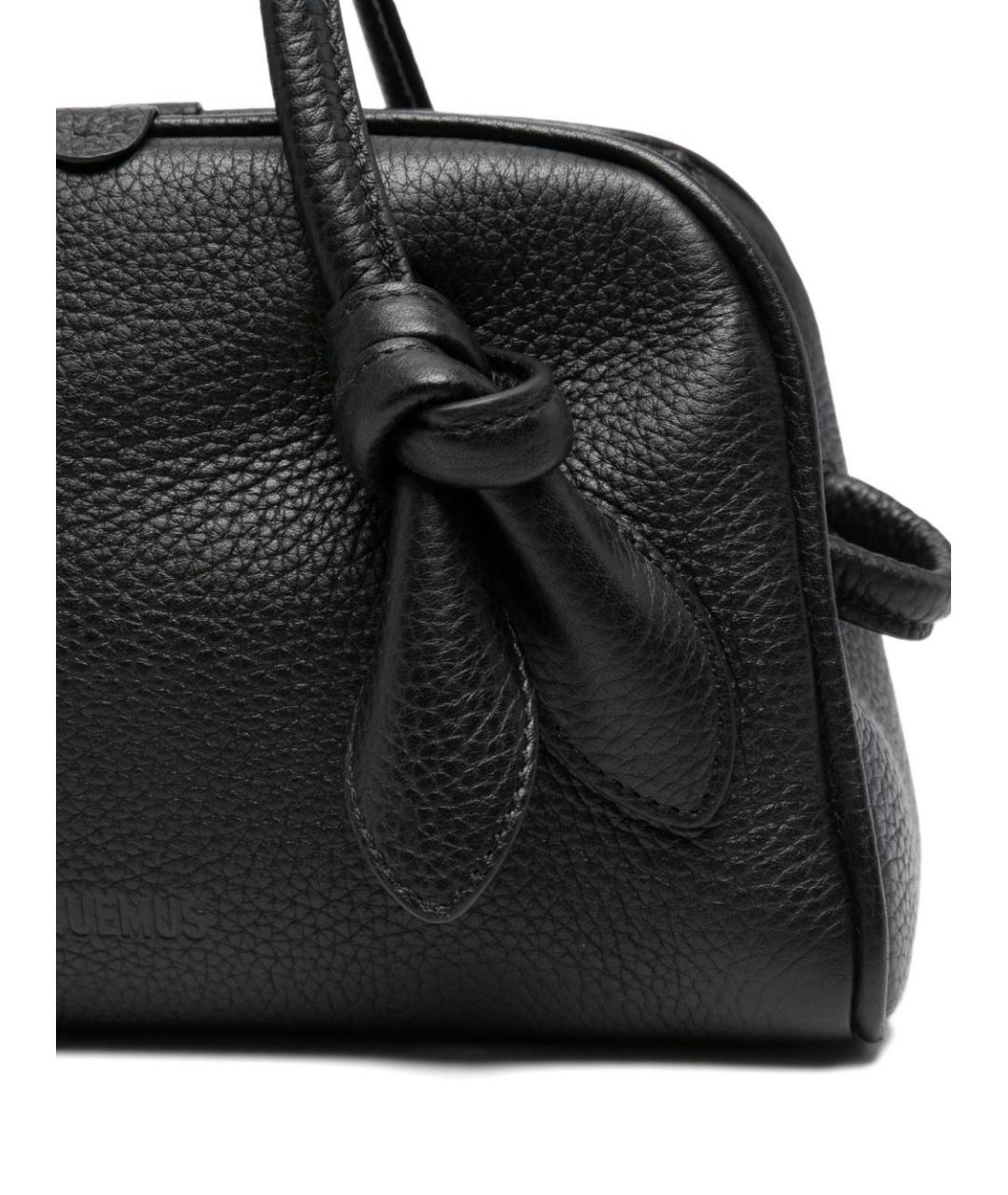 JACQUEMUS Черная кожаная сумка тоут, фото 2