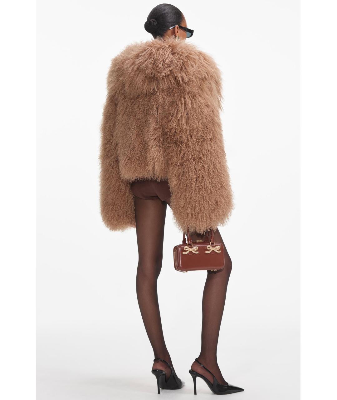 SELF-PORTRAIT Коричневая меховая шуба, фото 8