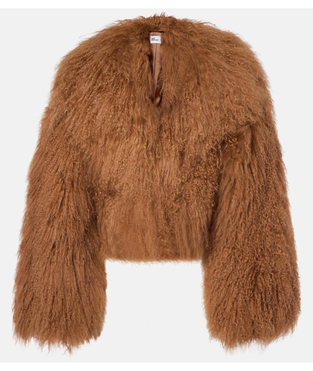 SELF-PORTRAIT Коричневая меховая шуба, фото 10