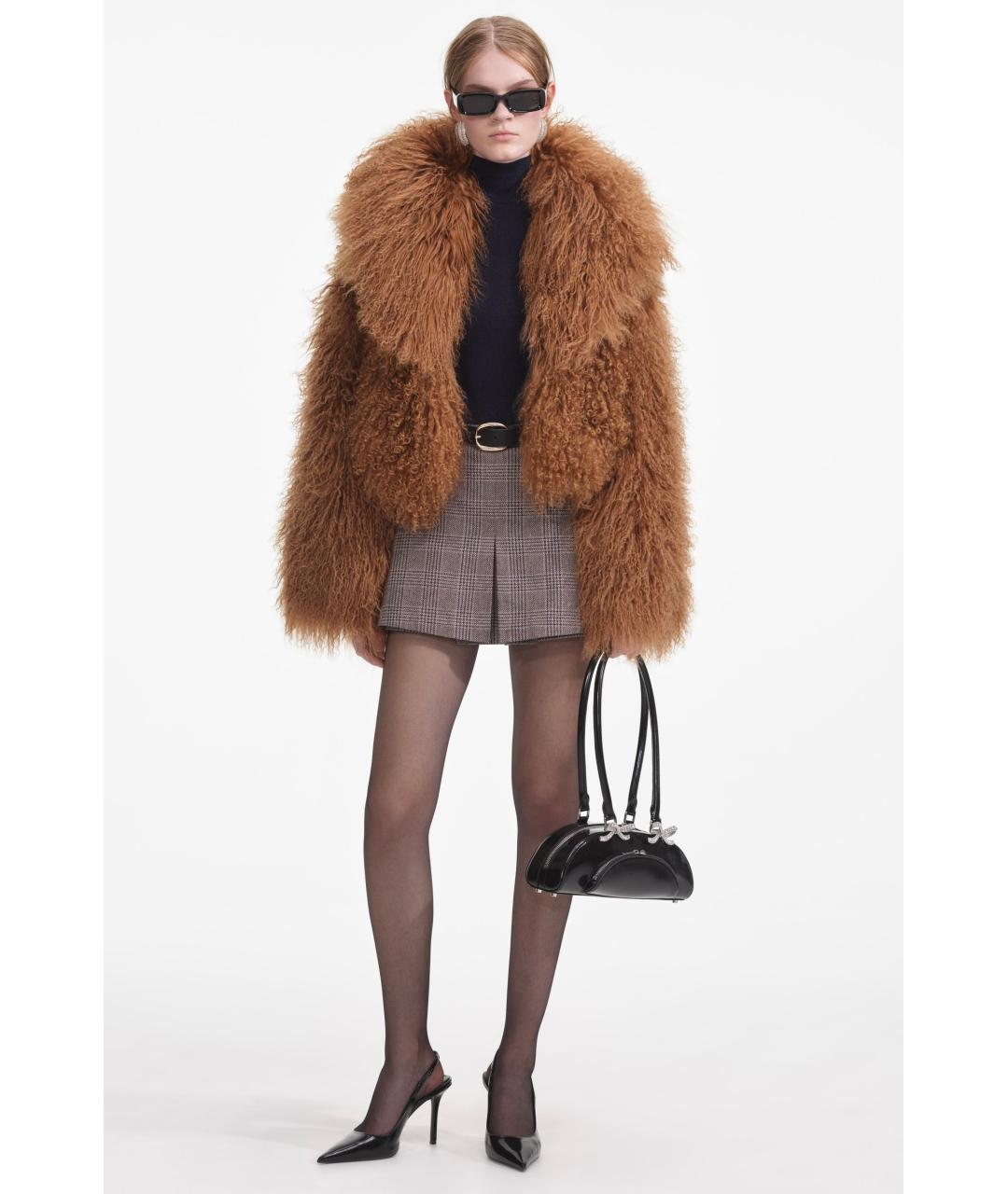 SELF-PORTRAIT Коричневая меховая шуба, фото 9