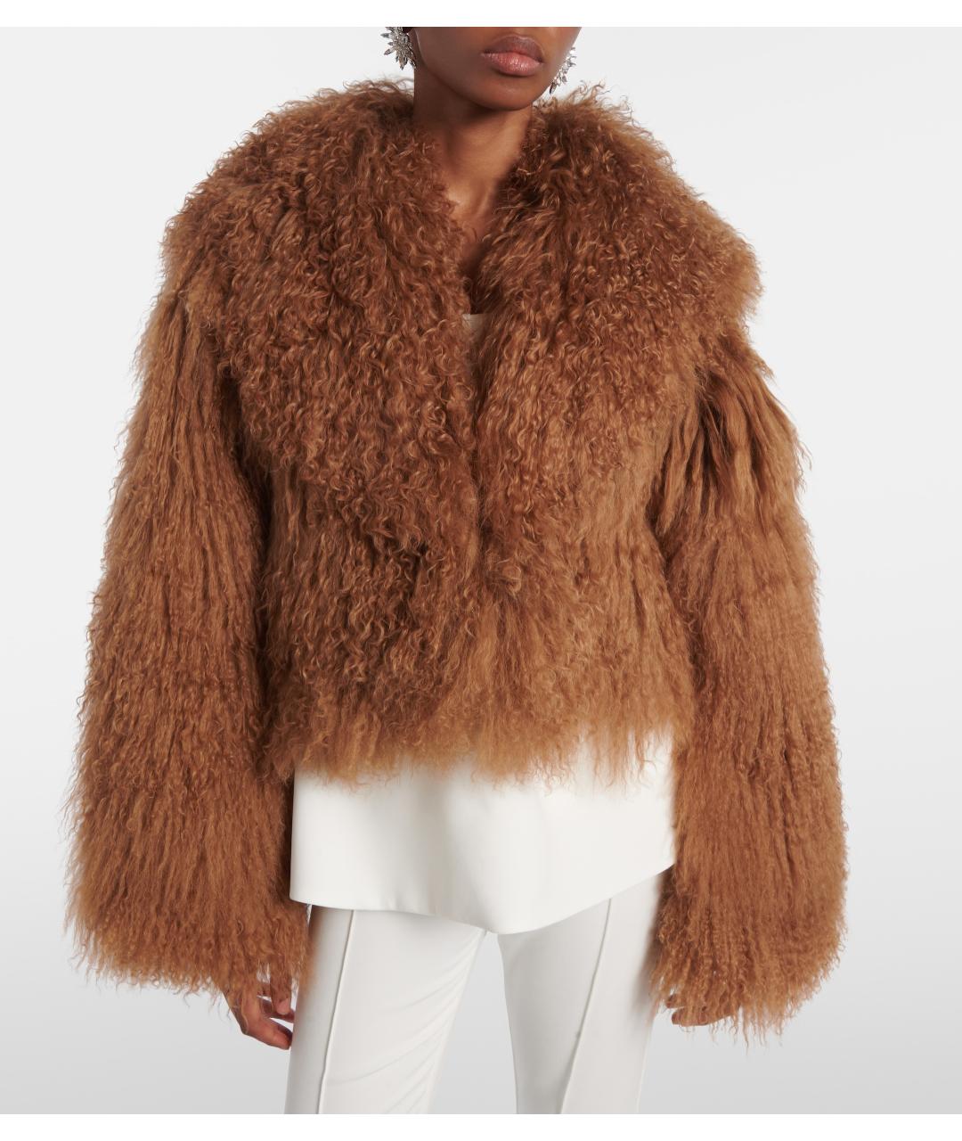 SELF-PORTRAIT Коричневая меховая шуба, фото 2