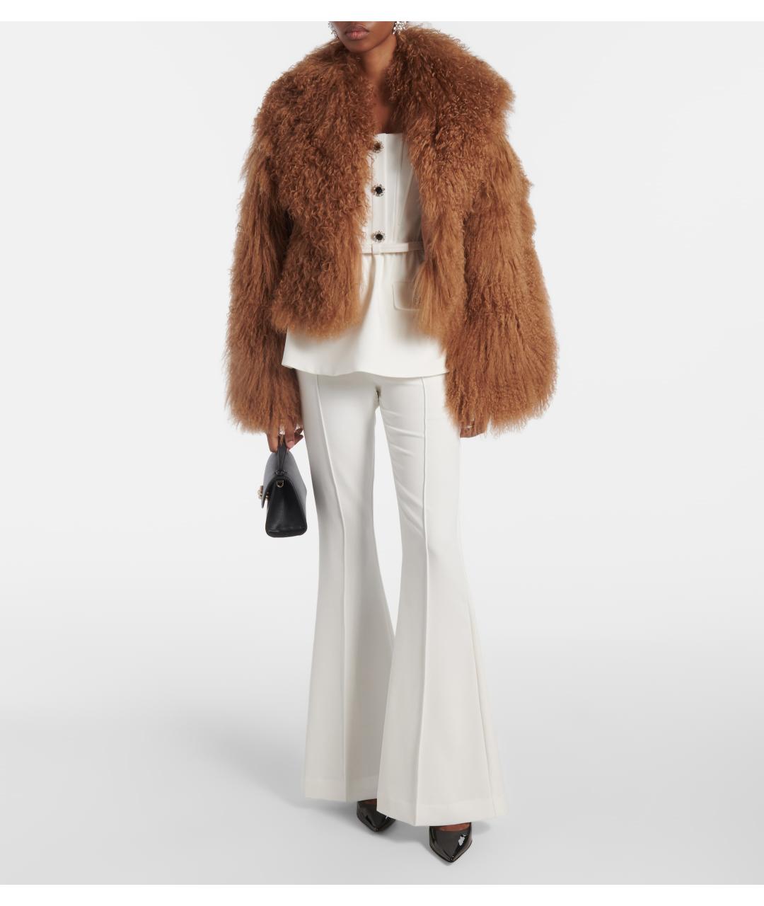 SELF-PORTRAIT Коричневая меховая шуба, фото 4