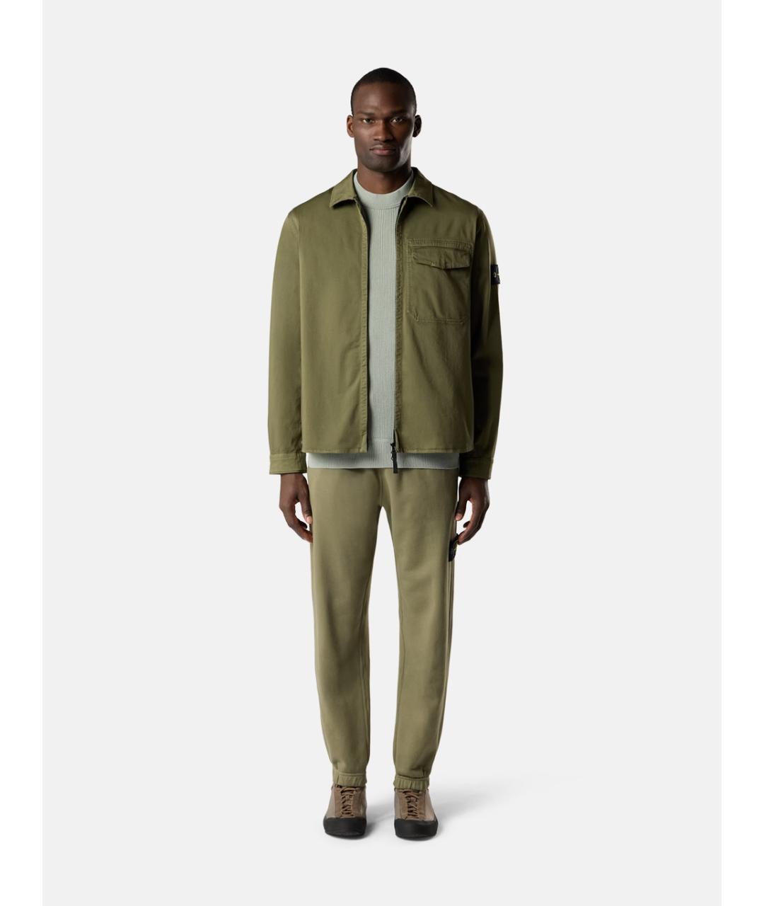 STONE ISLAND Зеленая хлопковая куртка, фото 2