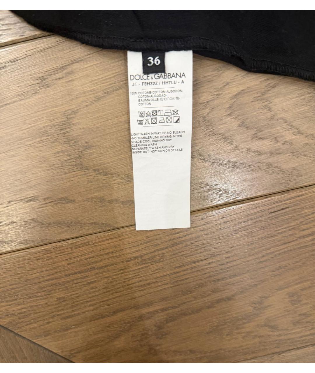 DOLCE&GABBANA Черная хлопковая футболка, фото 4