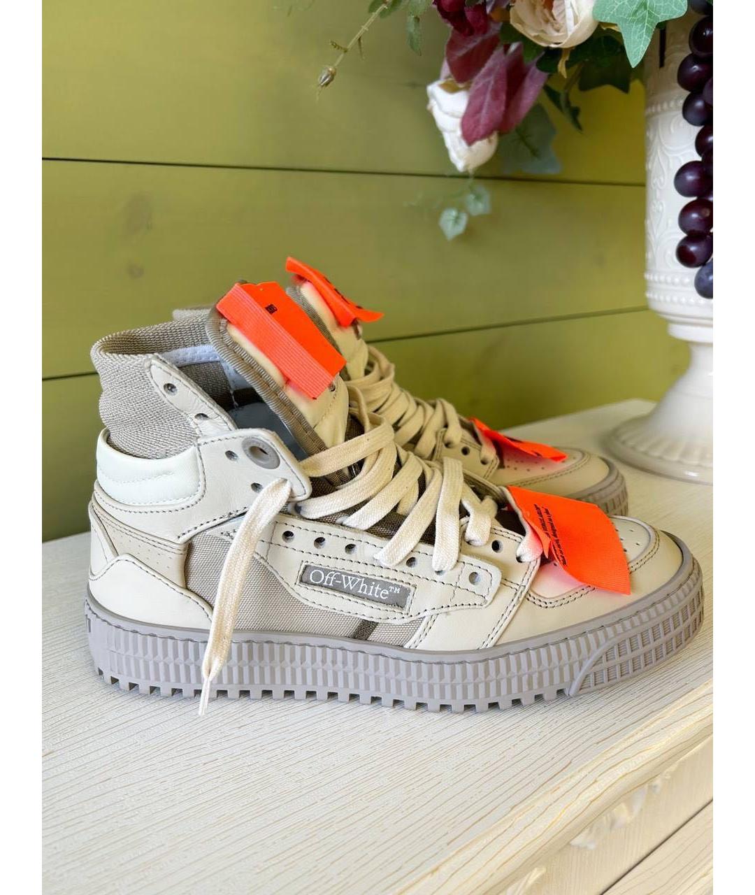 OFF-WHITE Бежевые текстильные кроссовки, фото 6