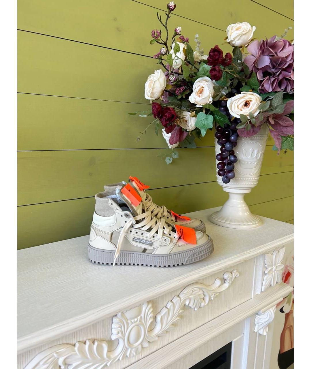 OFF-WHITE Бежевые текстильные кроссовки, фото 4