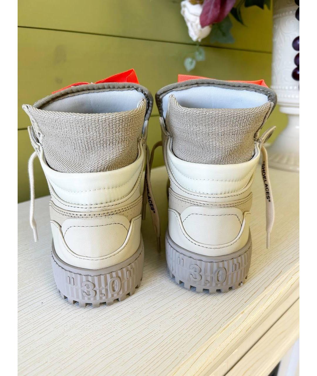 OFF-WHITE Бежевые текстильные кроссовки, фото 3