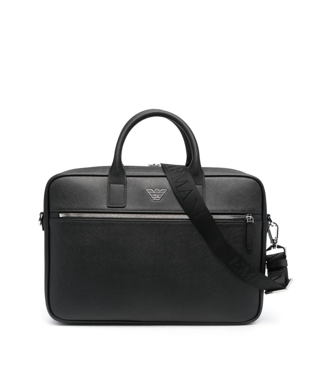 EMPORIO ARMANI Черный портфель из искусственной кожи, фото 1