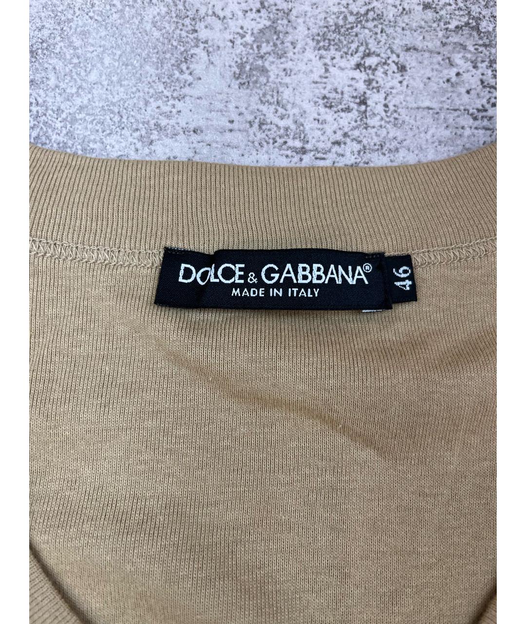 DOLCE&GABBANA Бежевая хлопковая майка, фото 4