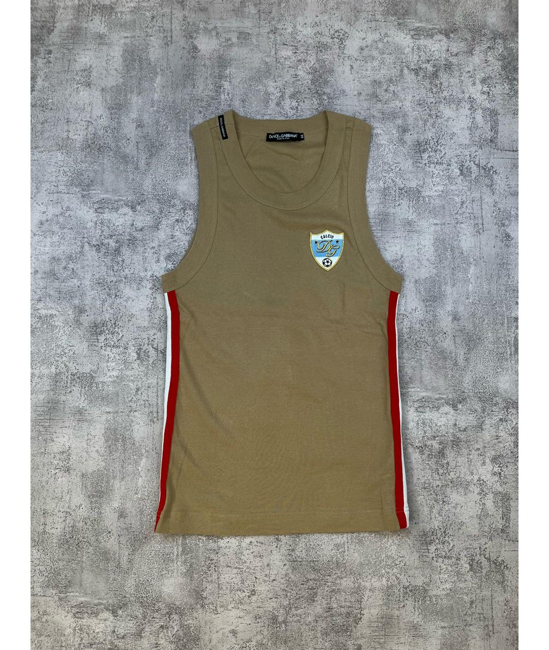DOLCE&GABBANA Бежевая хлопковая майка, фото 8