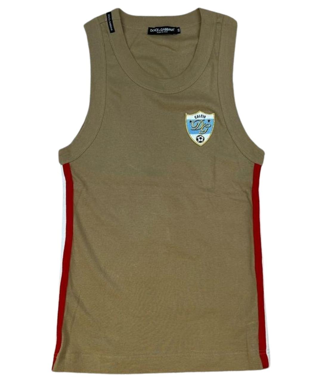 DOLCE&GABBANA Бежевая хлопковая майка, фото 1