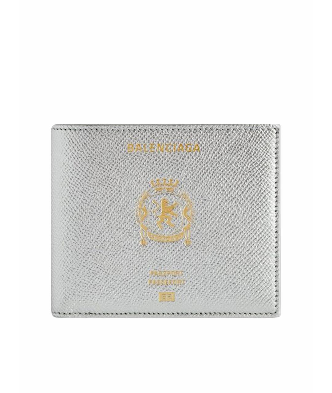 BALENCIAGA Серебрянный кожаный кошелек, фото 1