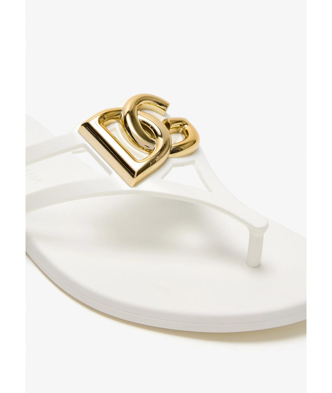 DOLCE&GABBANA Белые резиновые шлепанцы, фото 2