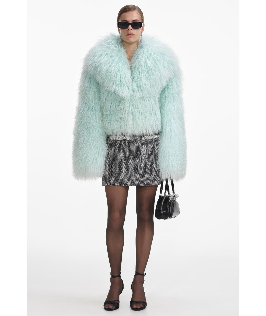 SELF-PORTRAIT Бирюзовая меховая шуба, фото 7