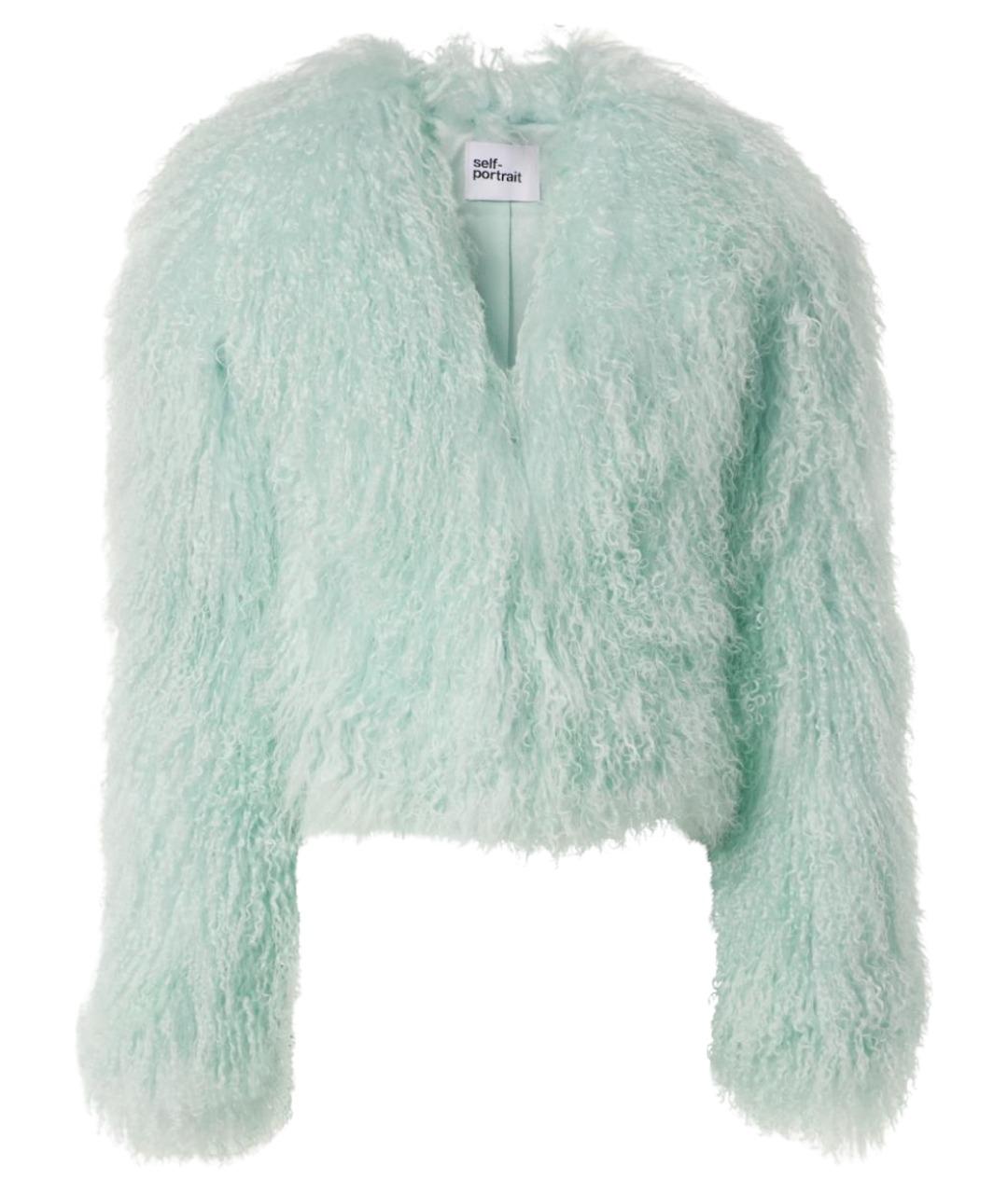SELF-PORTRAIT Бирюзовая меховая шуба, фото 1