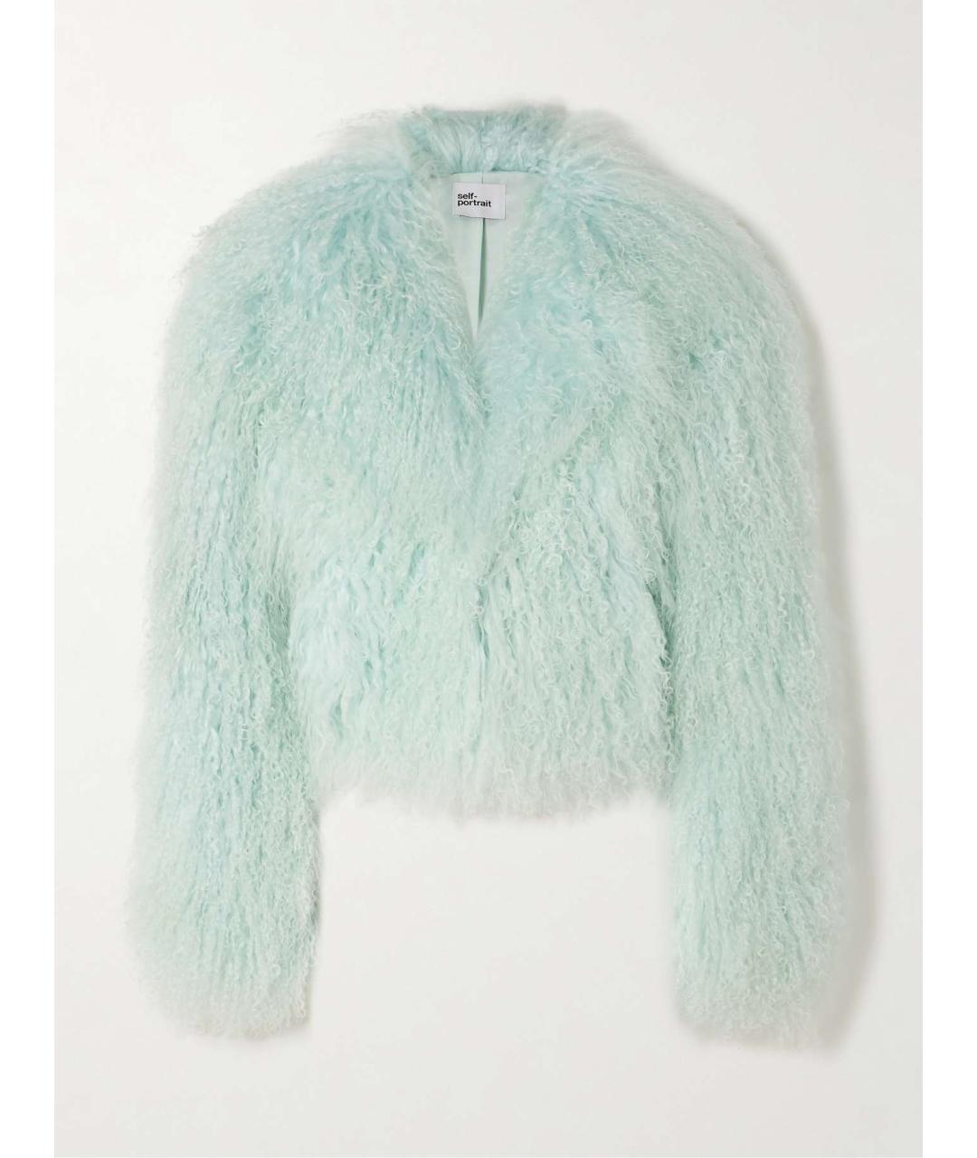 SELF-PORTRAIT Бирюзовая меховая шуба, фото 9