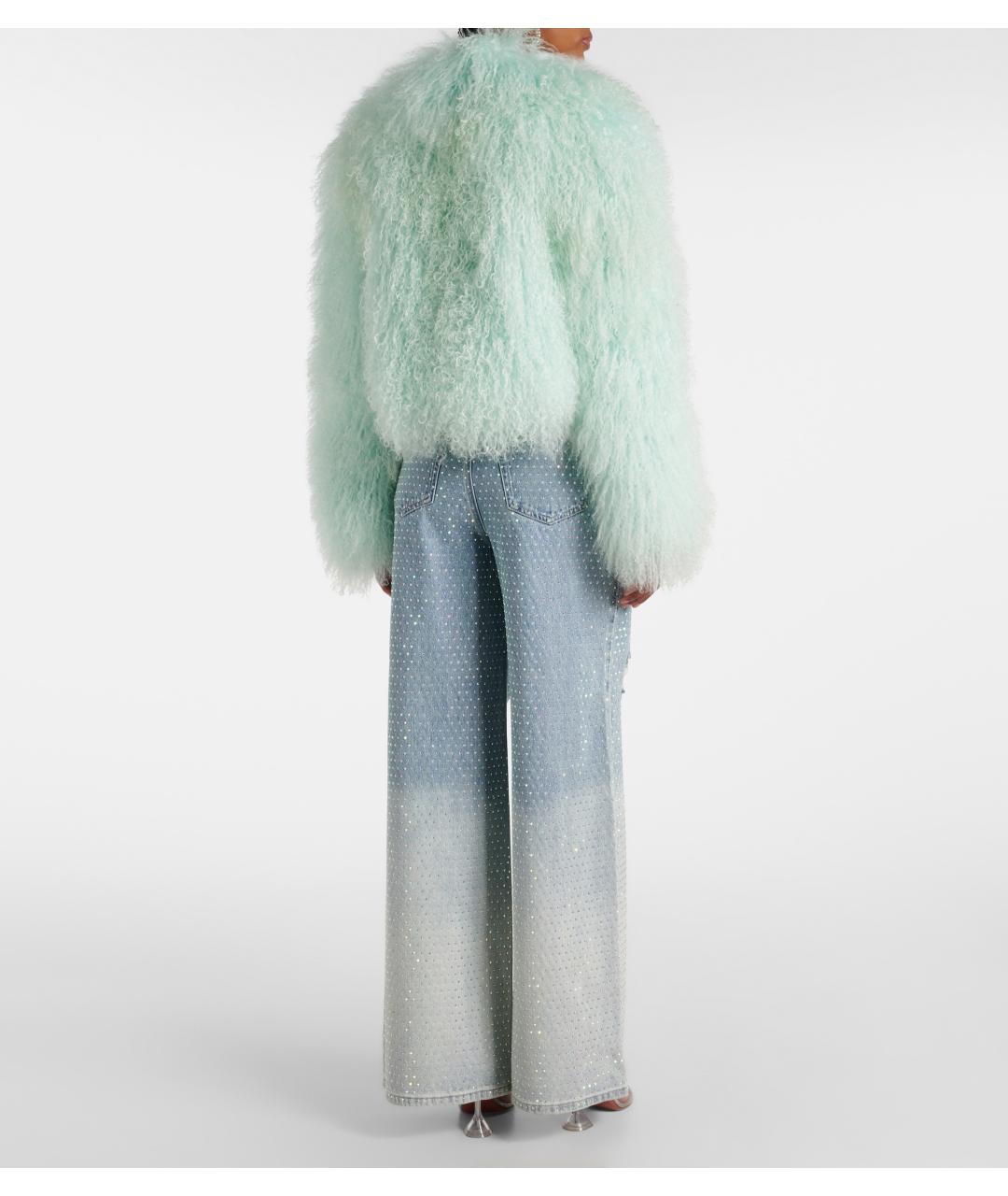 SELF-PORTRAIT Бирюзовая меховая шуба, фото 3