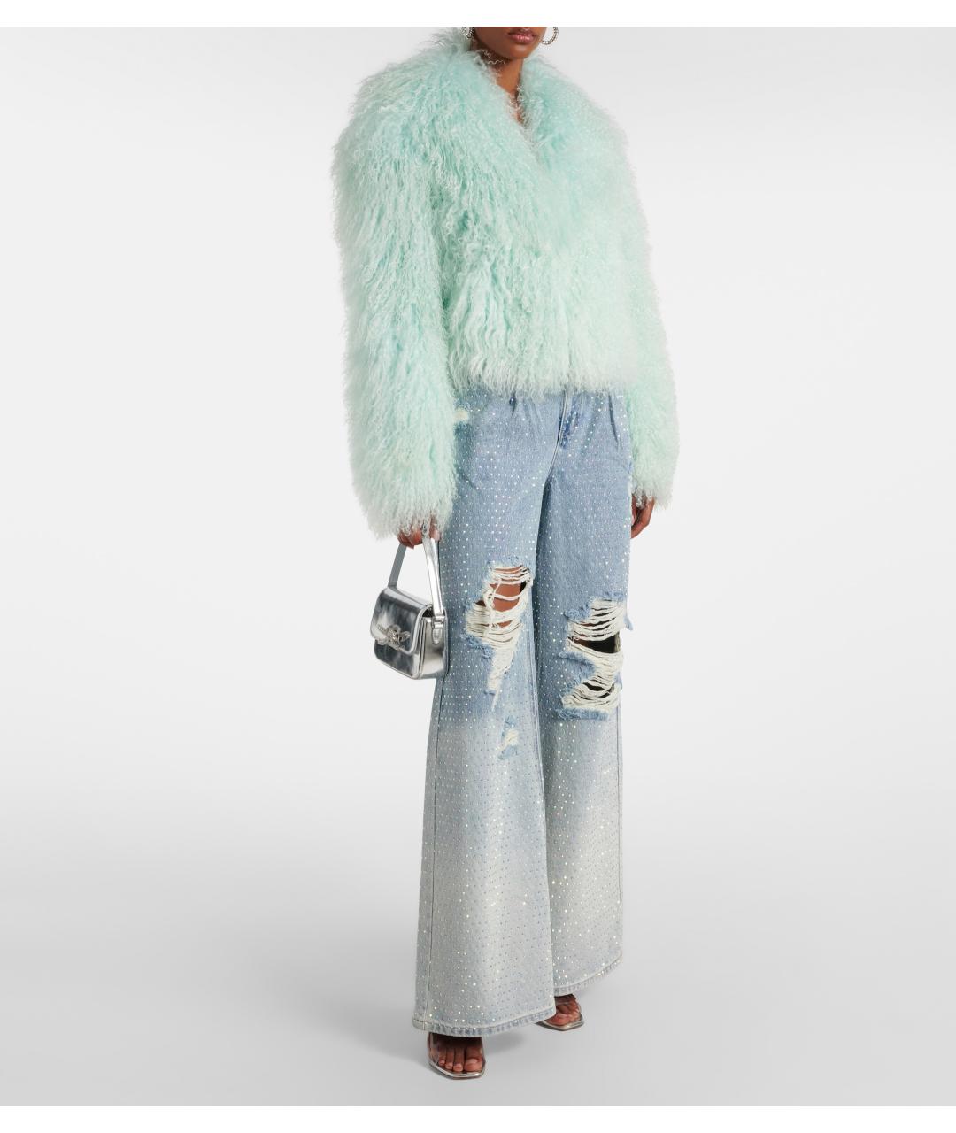 SELF-PORTRAIT Бирюзовая меховая шуба, фото 2