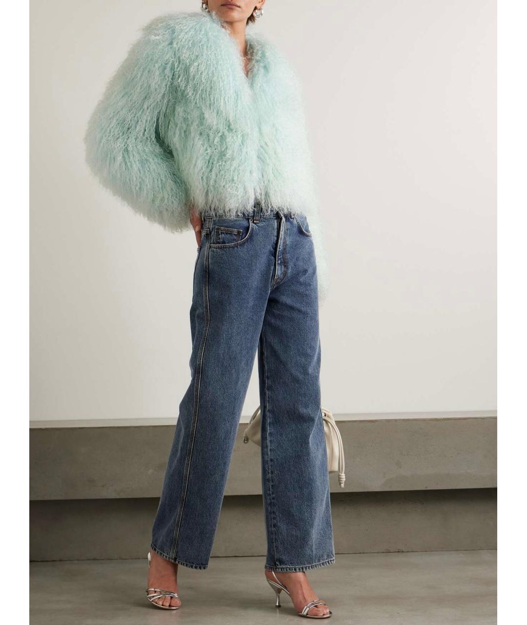 SELF-PORTRAIT Бирюзовая меховая шуба, фото 4