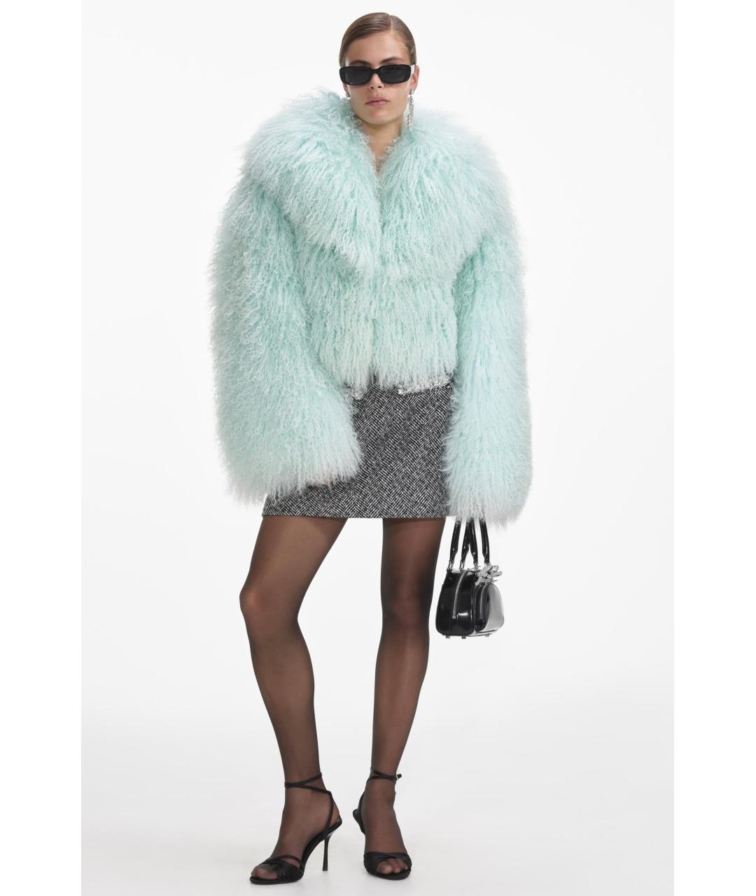 SELF-PORTRAIT Бирюзовая меховая шуба, фото 6