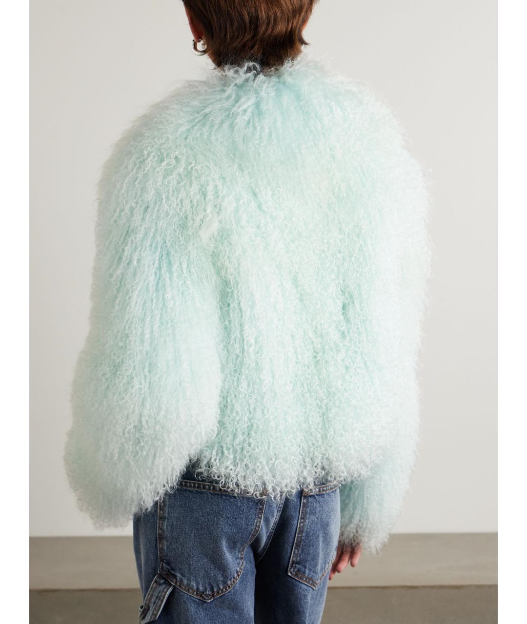 SELF-PORTRAIT Бирюзовая меховая шуба, фото 5