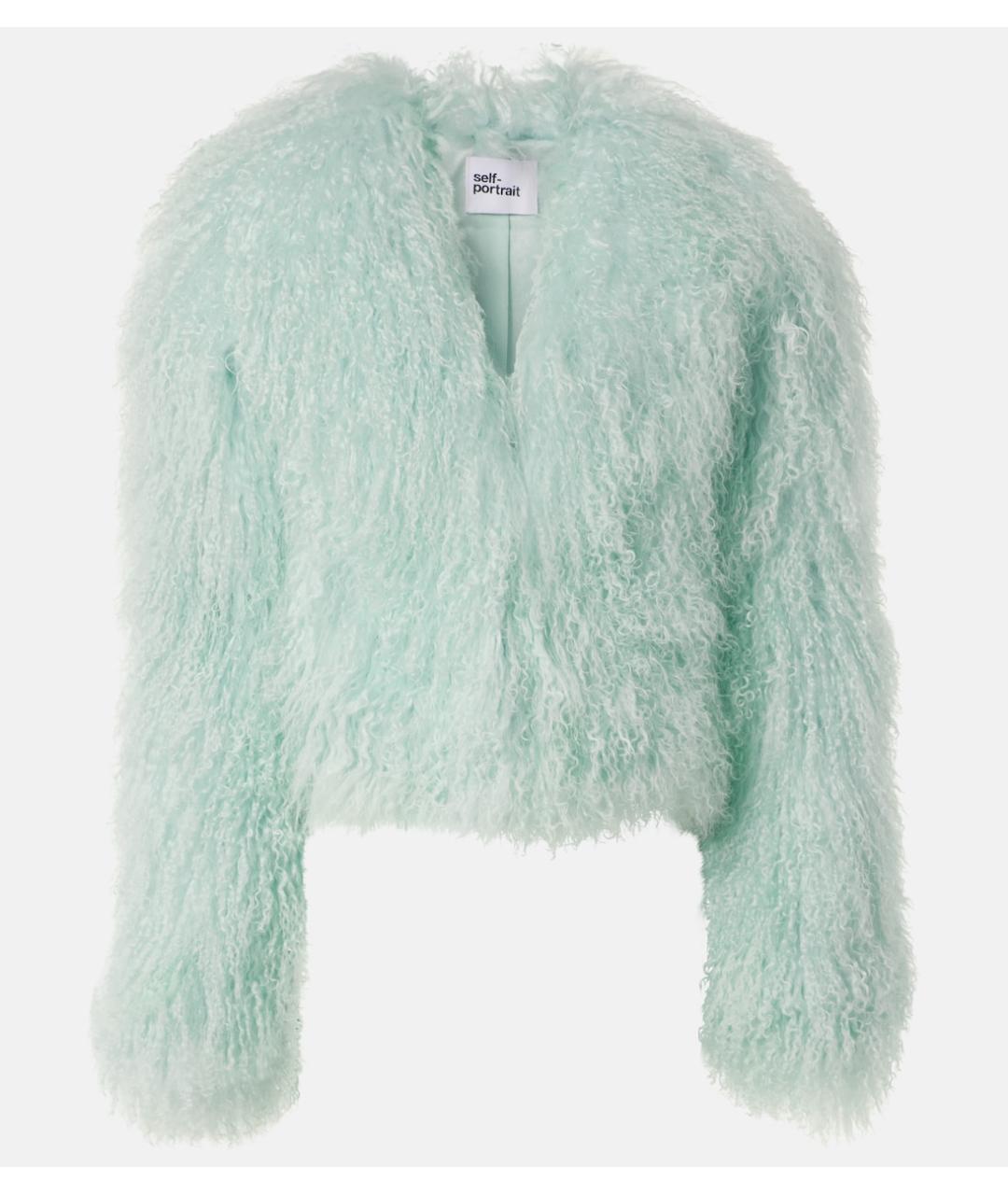 SELF-PORTRAIT Бирюзовая меховая шуба, фото 10