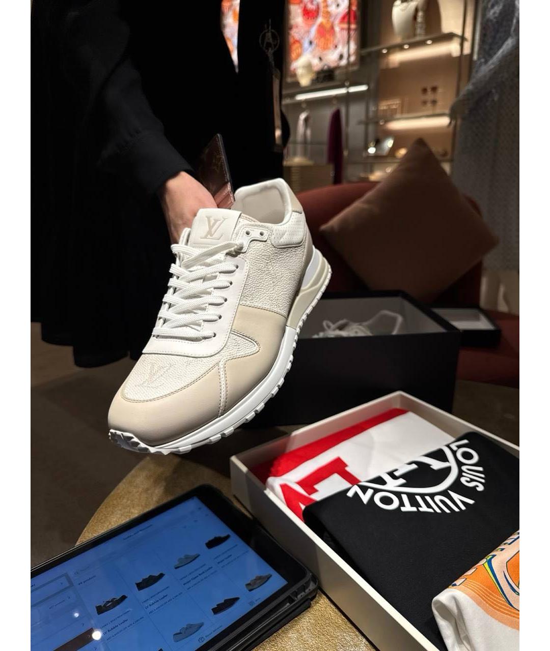 LOUIS VUITTON Бежевые кожаные низкие кроссовки / кеды, фото 5