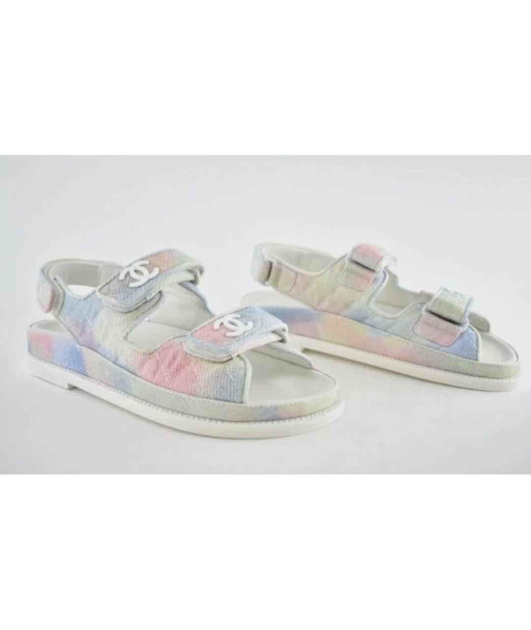 CHANEL Мульти текстильные сандалии, фото 3