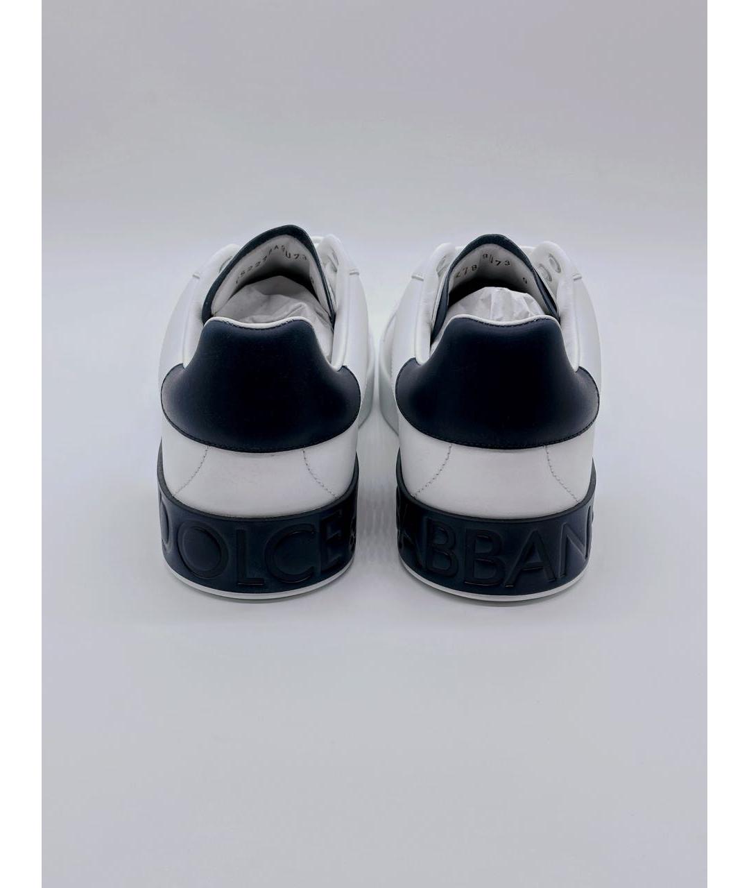 DOLCE&GABBANA Белые кожаные низкие кроссовки / кеды, фото 4