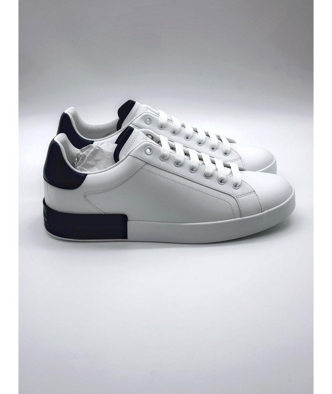 DOLCE&GABBANA Белые кожаные низкие кроссовки / кеды, фото 6