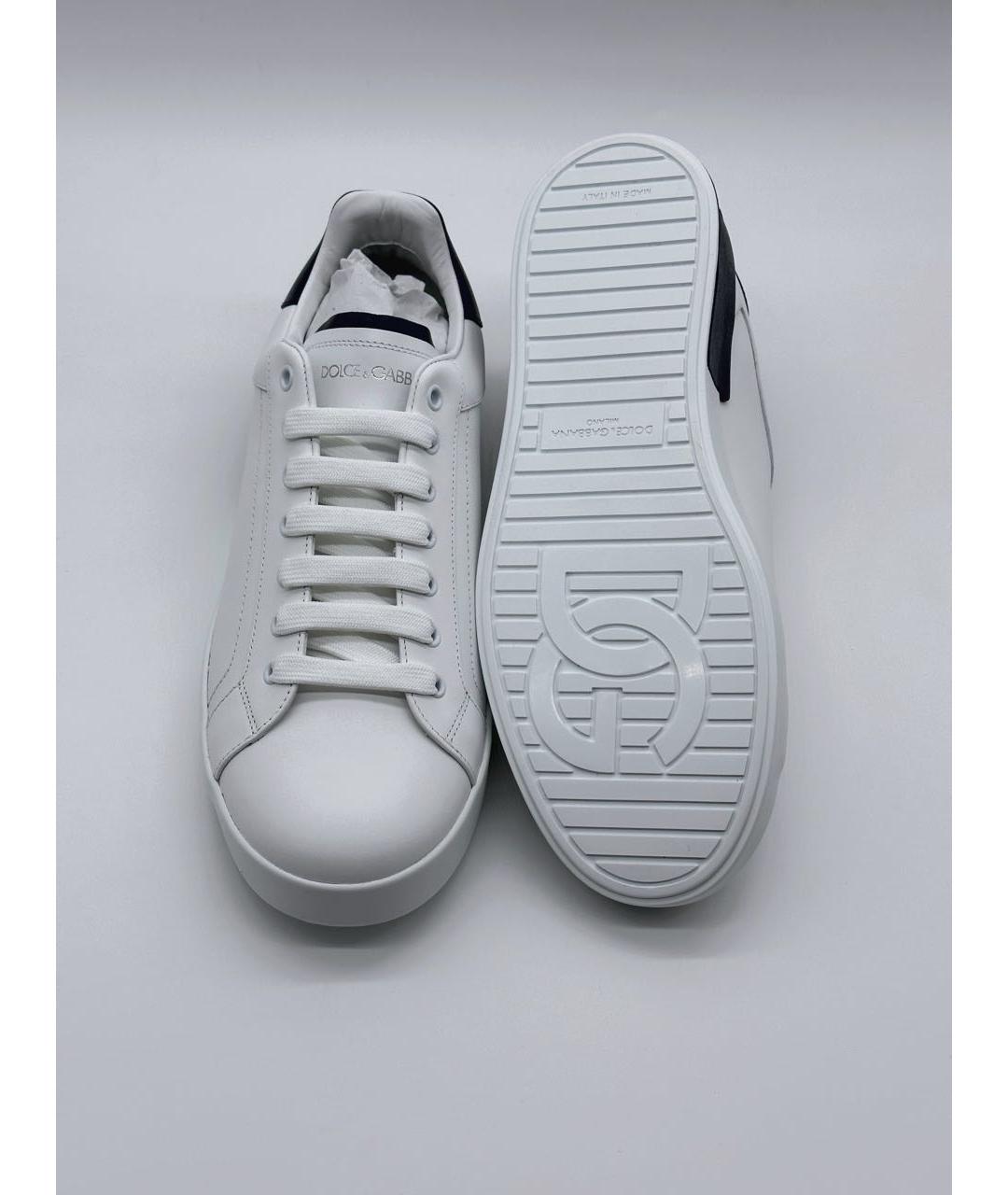 DOLCE&GABBANA Белые кожаные низкие кроссовки / кеды, фото 3