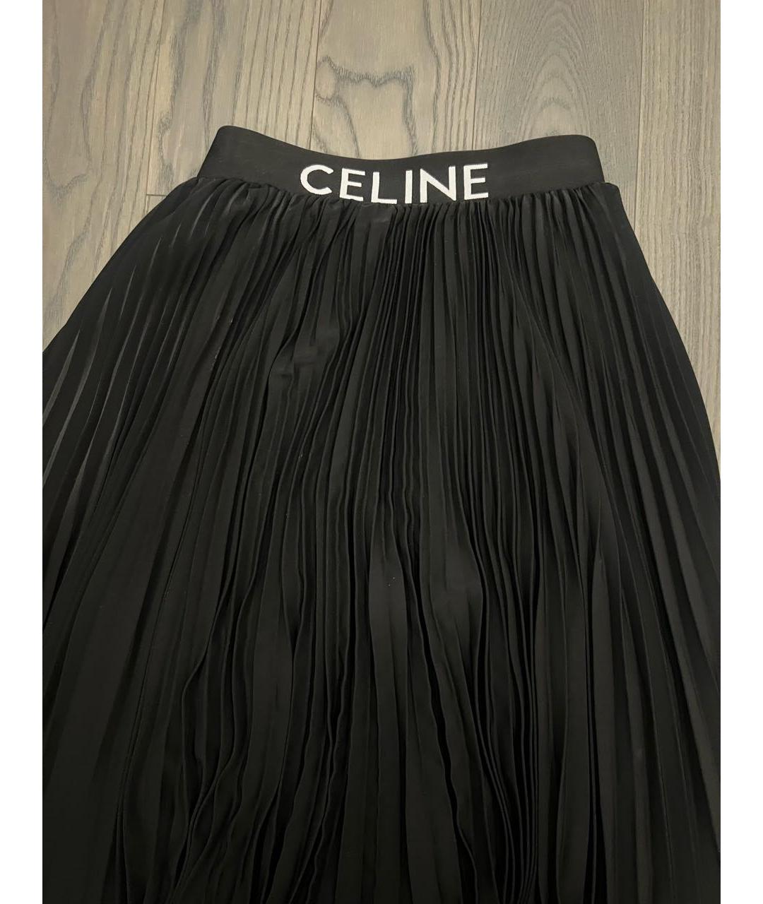 CELINE Черная шелковая юбка макси, фото 2