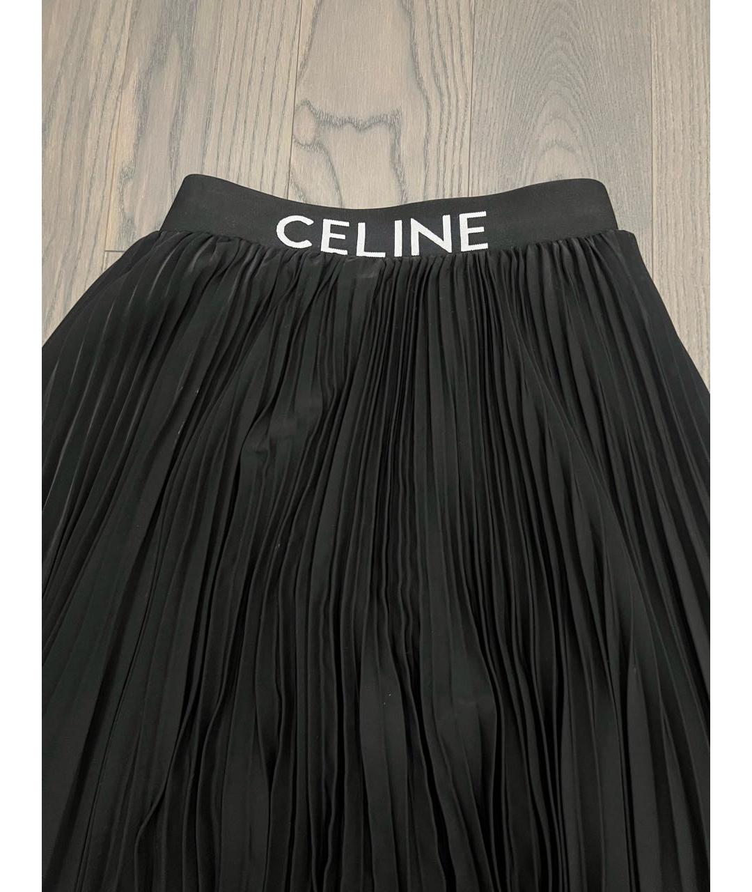 CELINE Черная шелковая юбка макси, фото 3