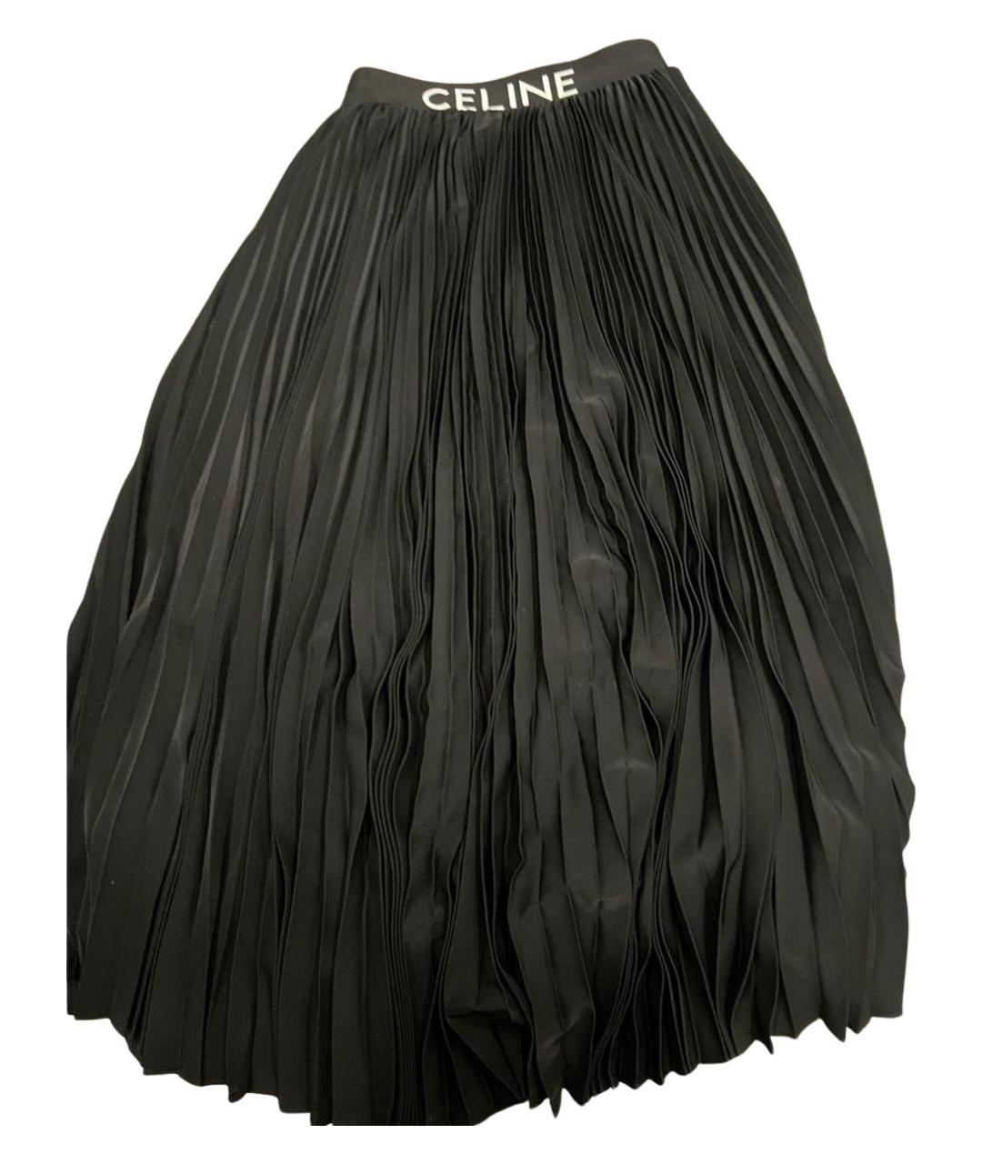 CELINE Черная шелковая юбка макси, фото 1