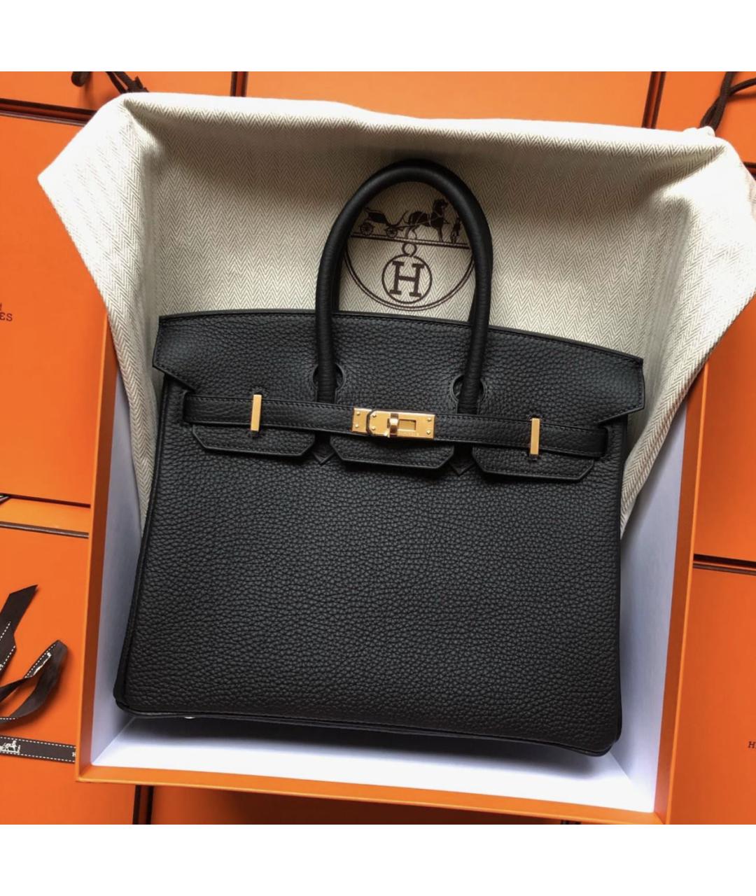 HERMES Черная кожаная сумка с короткими ручками, фото 2